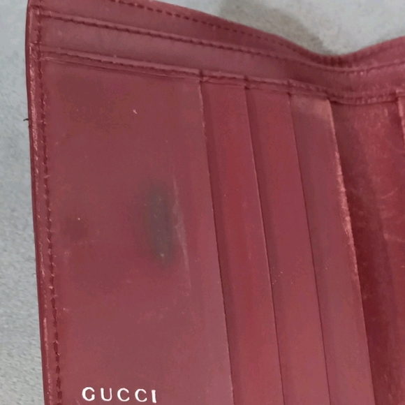 GUCCI MAROON RED LEATHER WOMANS MENS VINTAGE UNISEX WALLET - Picture 7 of 7